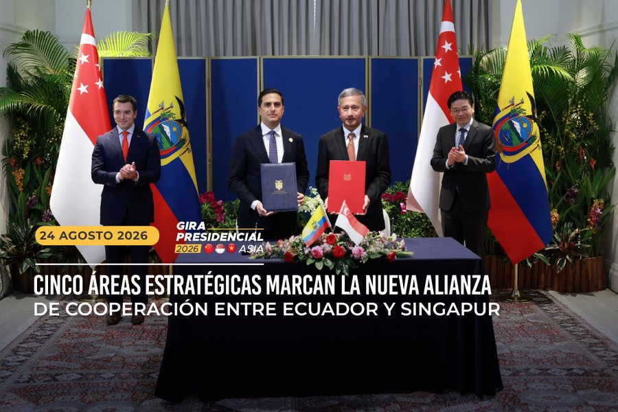 ECUADOR Y SINGAPUR FIRMAN ACUERDO PARA  2 AÑOS