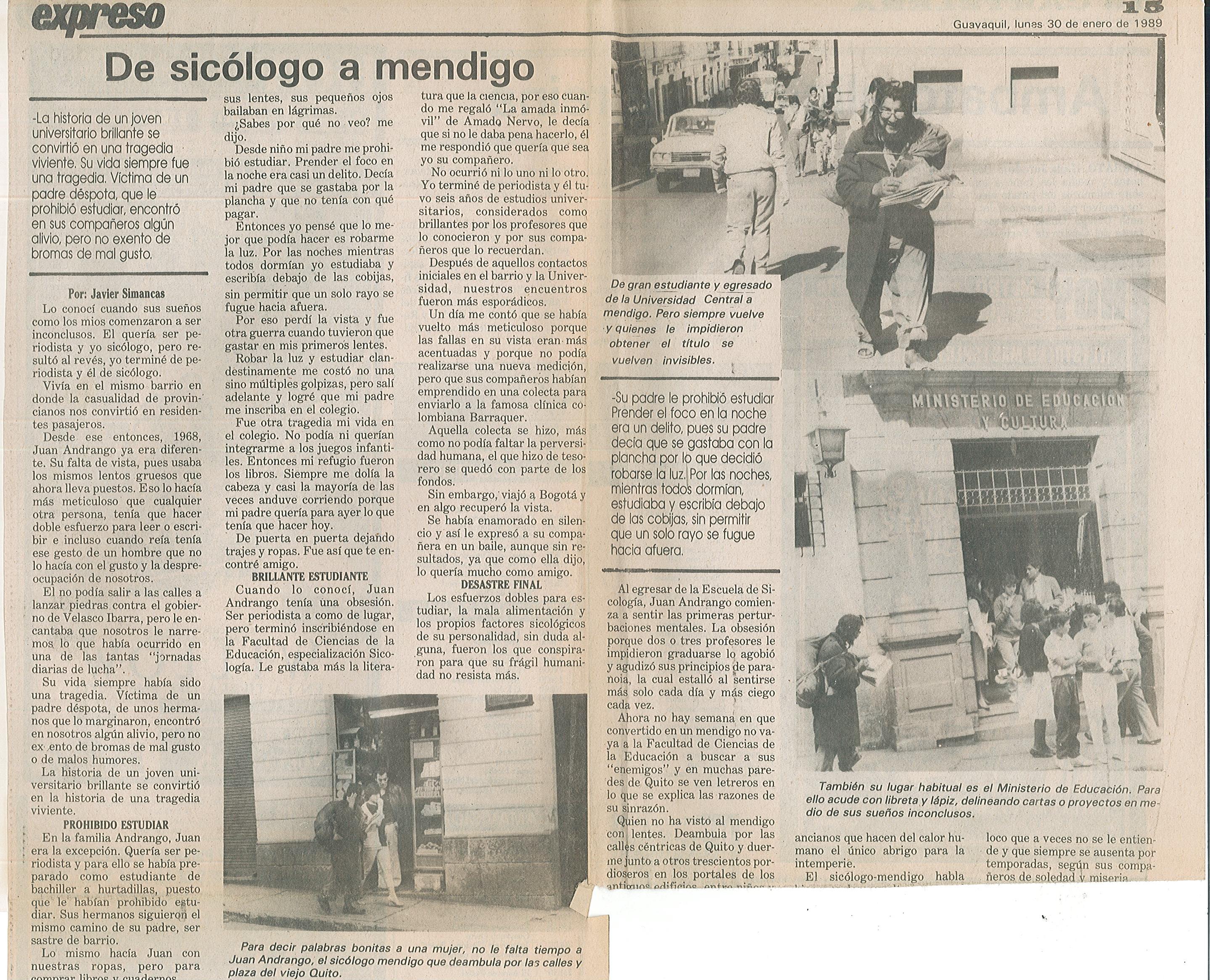 DE SICOLOGO A MENDIGO